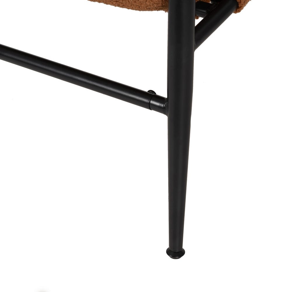 lolahome Sillón marrón de diseño bajo de tela de borreguito y metal Solo queda un día