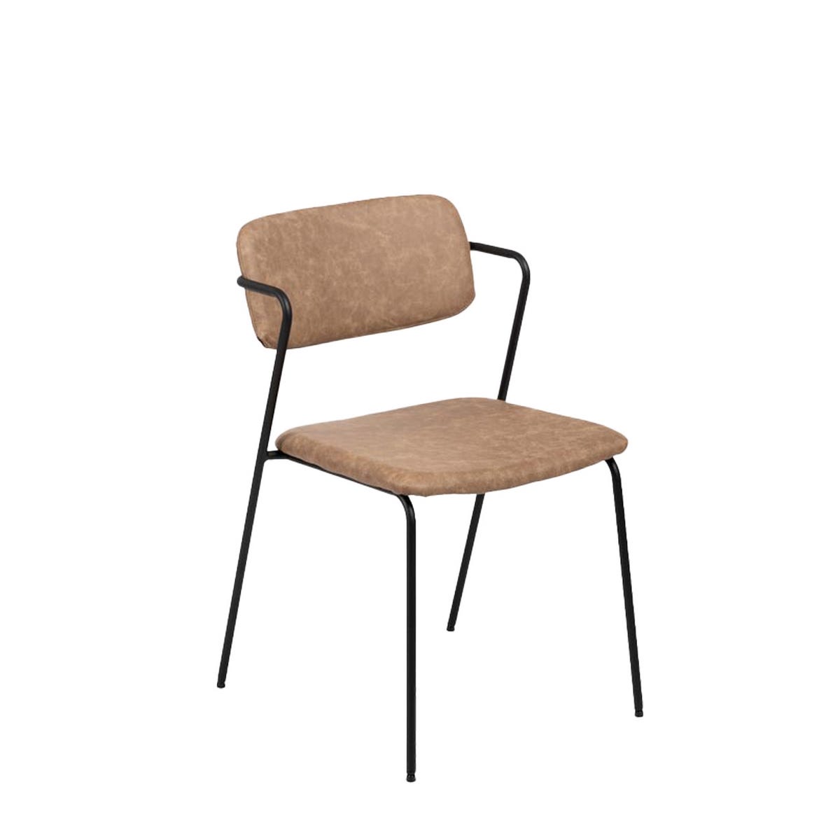 lolahome Set de 2 sillas de comedor con brazos tapizadas de polipiel y metal de 56x52x80 cm Liquidación