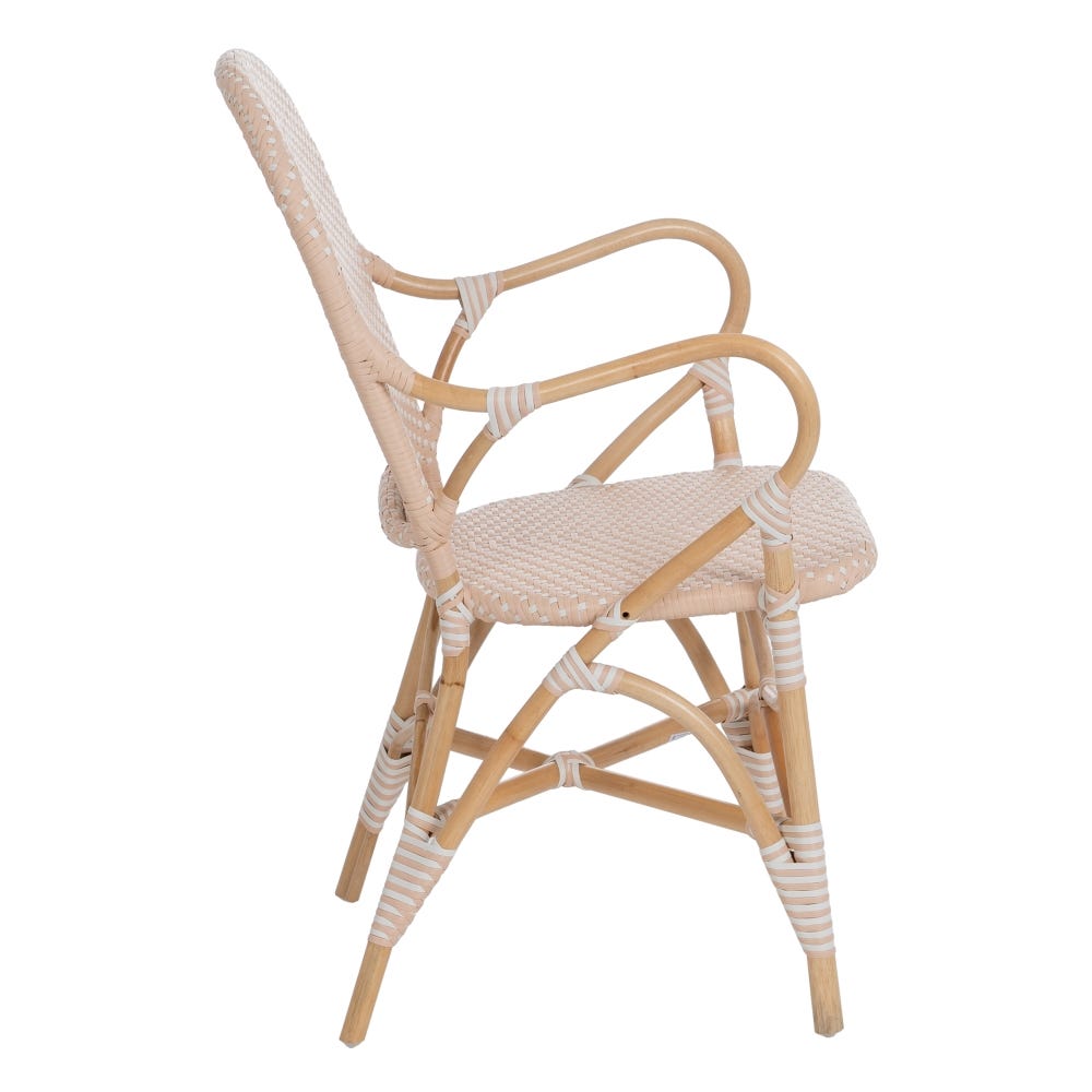 lolahome Silla de comedor trenzada de ratán con brazos de 57x62x90 cm