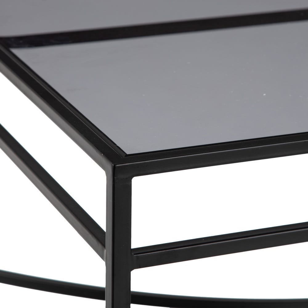 lolahome Mesa de centro de cristal negro