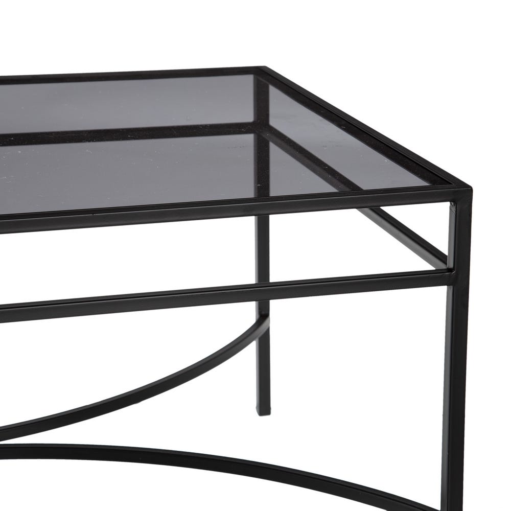 lolahome Mesa de centro de cristal negro En línea