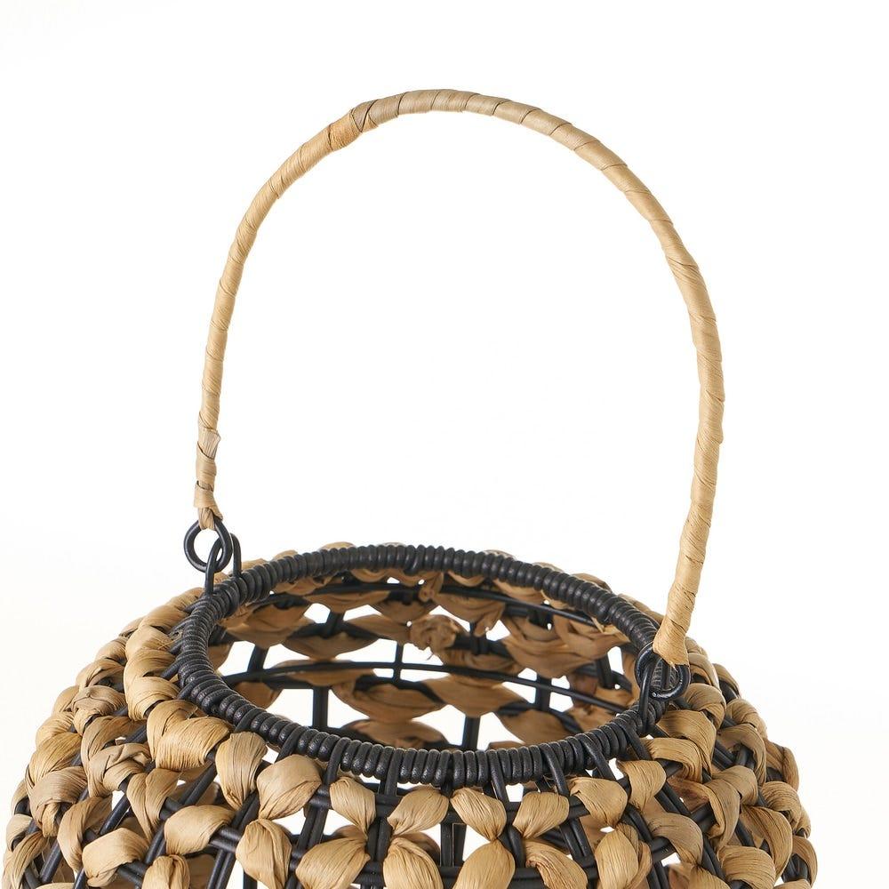 lolahome Lámpara de mesa trenzada negra de fibra natural de Ø 20x30 cm Oferta especial