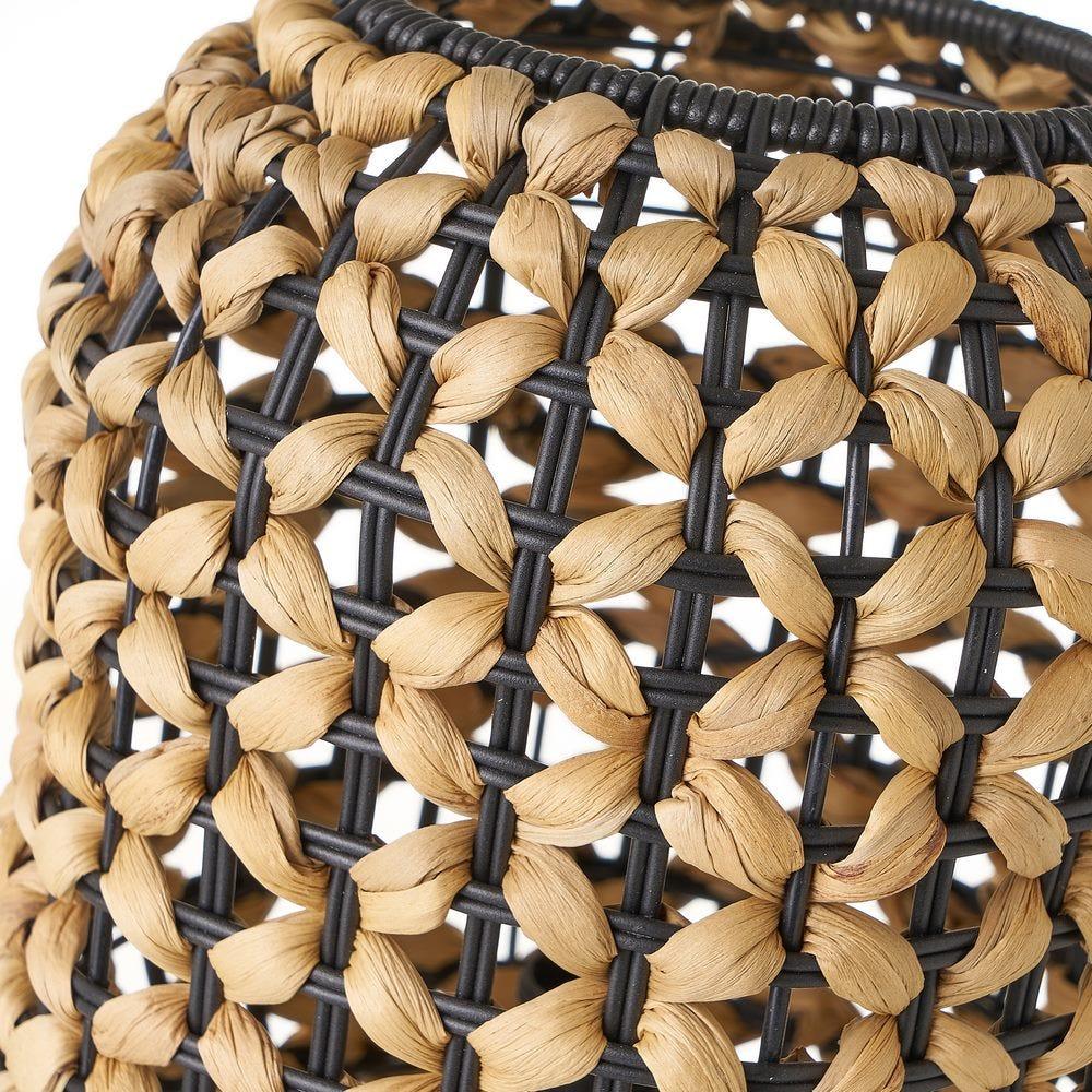 lolahome Lámpara de mesa trenzada negra de fibra natural de Ø 20x30 cm Oferta especial
