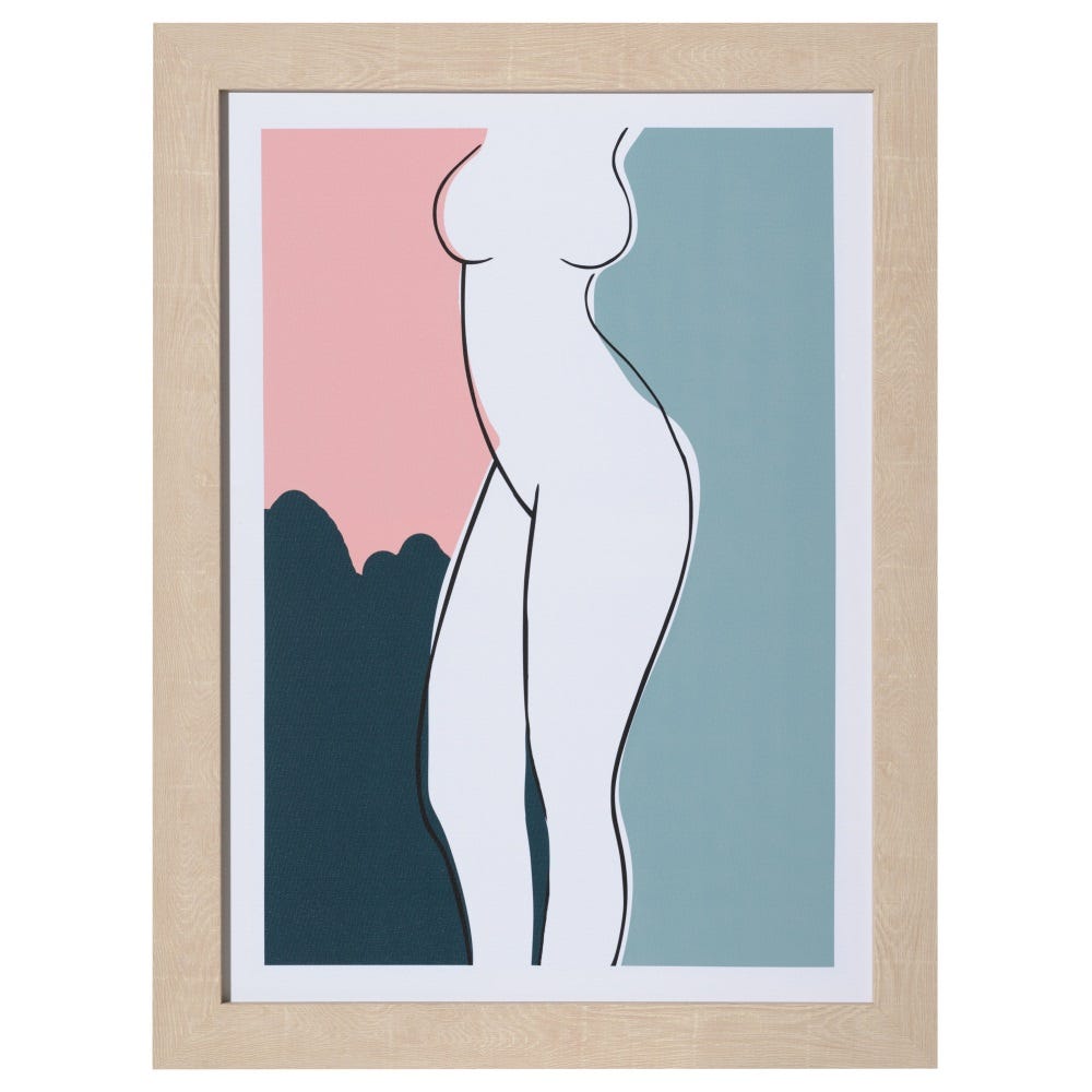 lolahome Set de 4 cuadros desnudo con trazos de lienzo