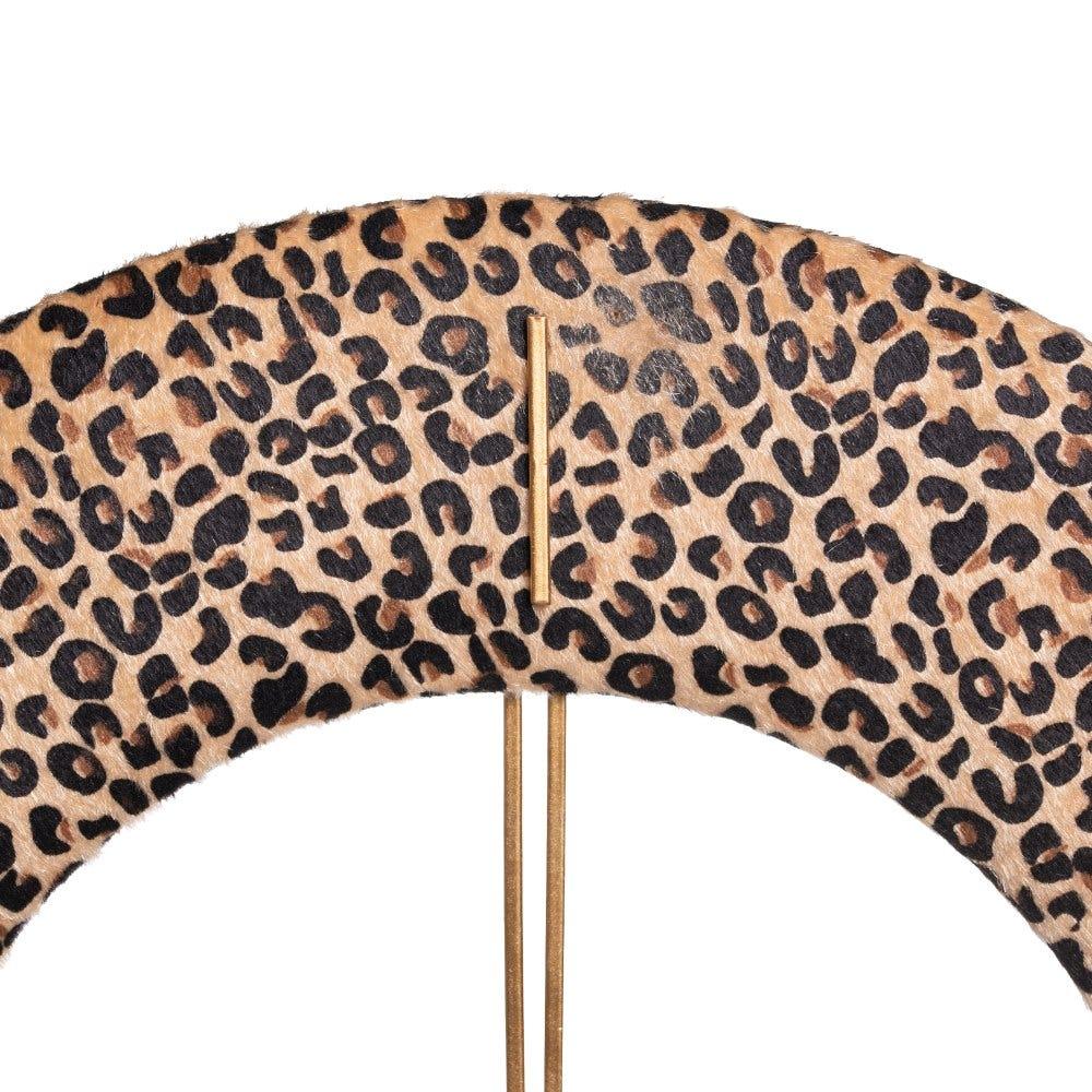 lolahome Reloj de leopardo dorado de terciopelo y metal de Ø 48 cm