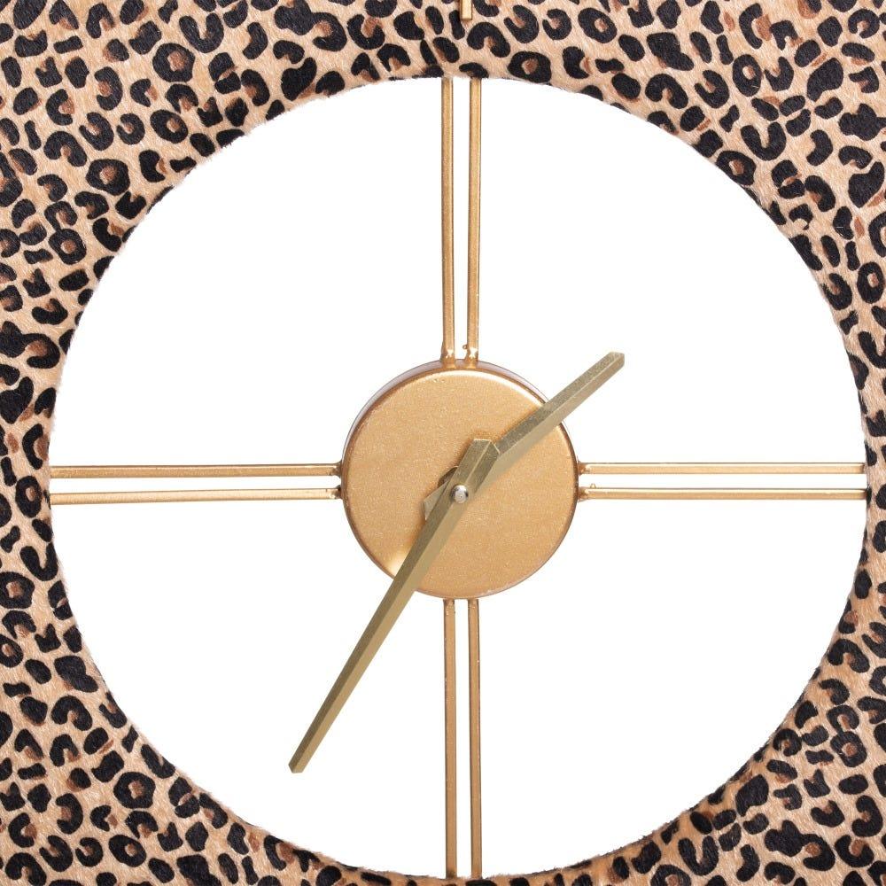 lolahome Reloj de leopardo dorado de terciopelo y metal de Ø 48 cm Liquidación