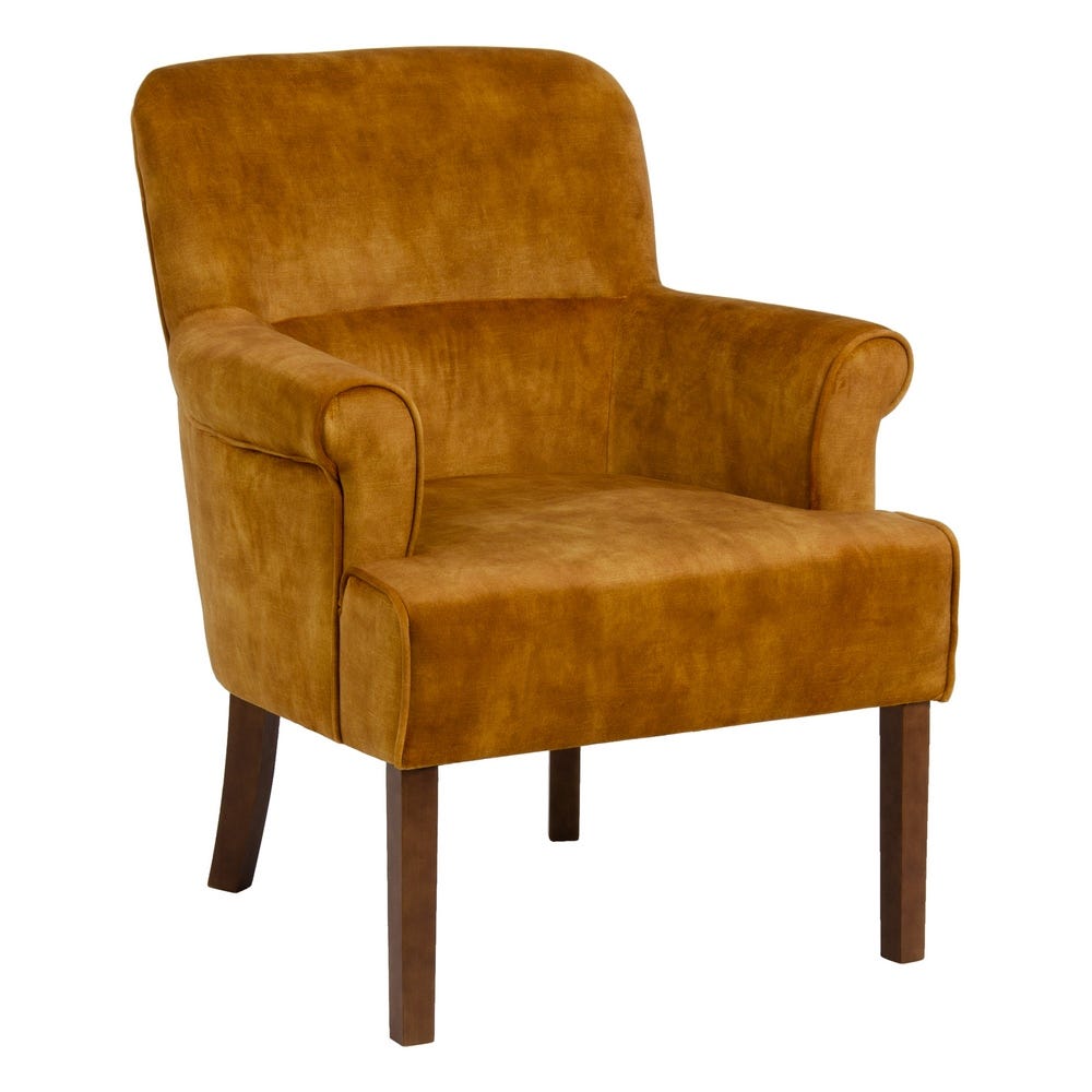 lolahome Sillón con brazos tapizado de terciopelo y madera