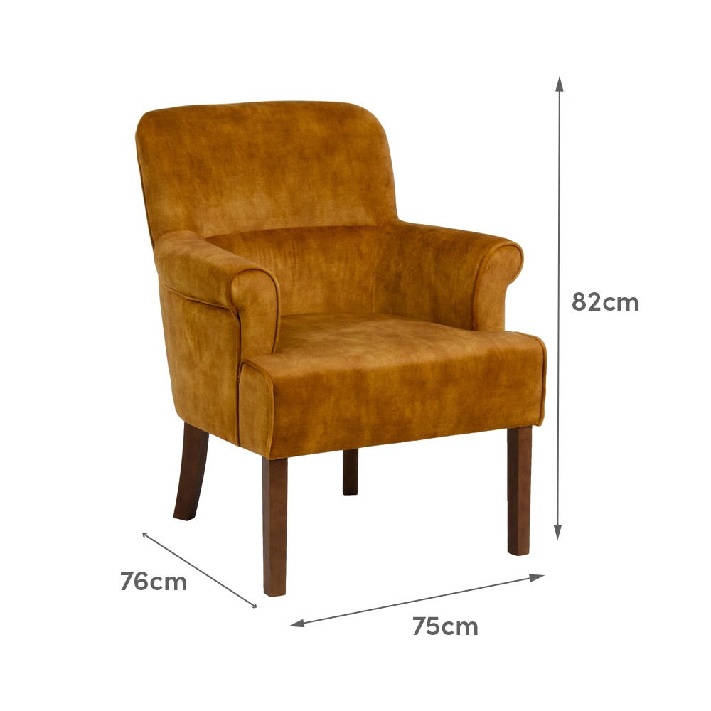 lolahome Sillón con brazos tapizado de terciopelo y madera Ofertas especiales