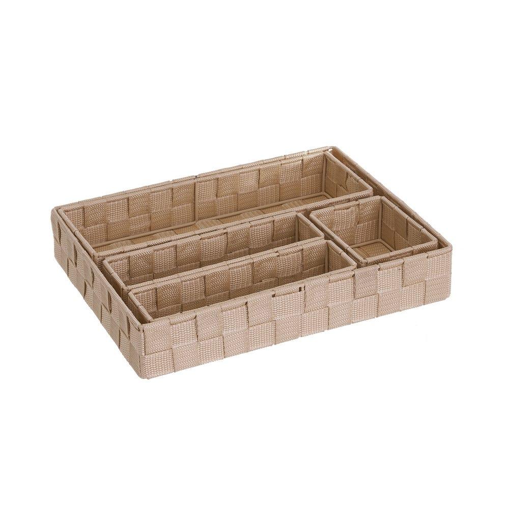 lolahome Set de 5 cestas de PP beige organizadoras trenzadas Devoluciones gratuitas
