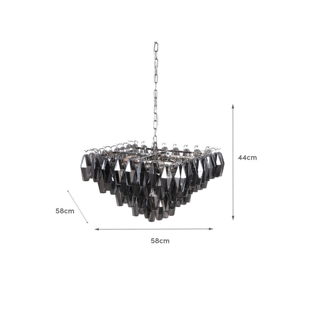 lolahome Lámpara de techo de araña de cristal y metal plateada de Ø 58x44 cm Outlet