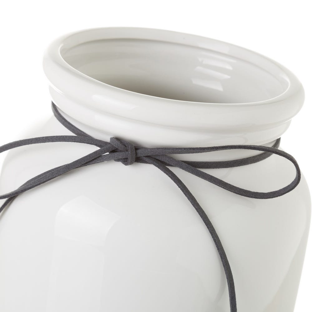 lolahome Jarrón florero de cerámica blanco y gris de Ø 15x25 cm Rebajas