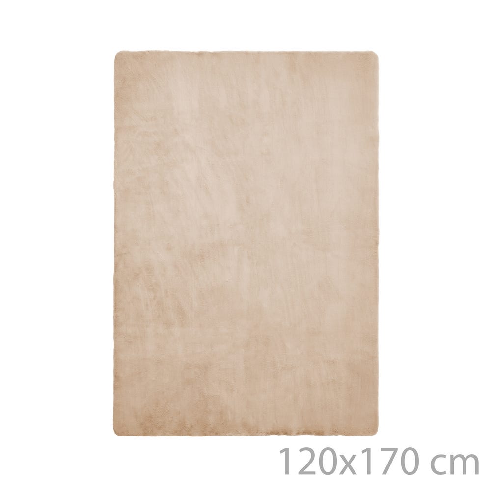 lolahome Alfombra pelo beige de 170x120 cm Gran oferta