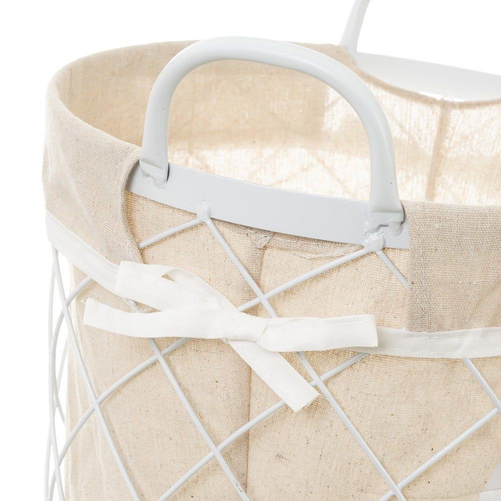 lolahome Set de 3 cestos de baño de metal blancos y natural Rebajas de fábrica