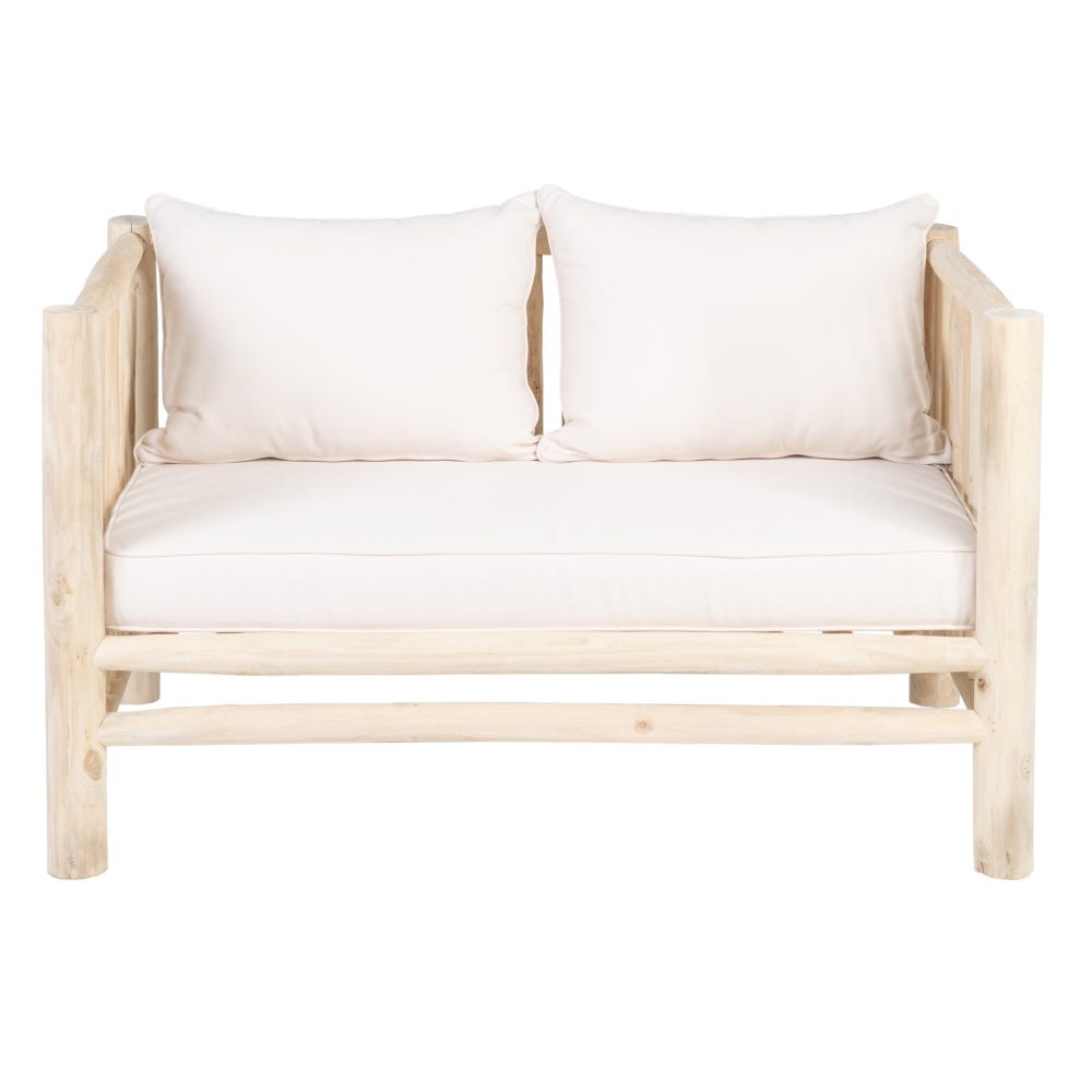 lolahome Sofá 2 plazas de troncos de madera de teca natural de 131x80x77 cm
