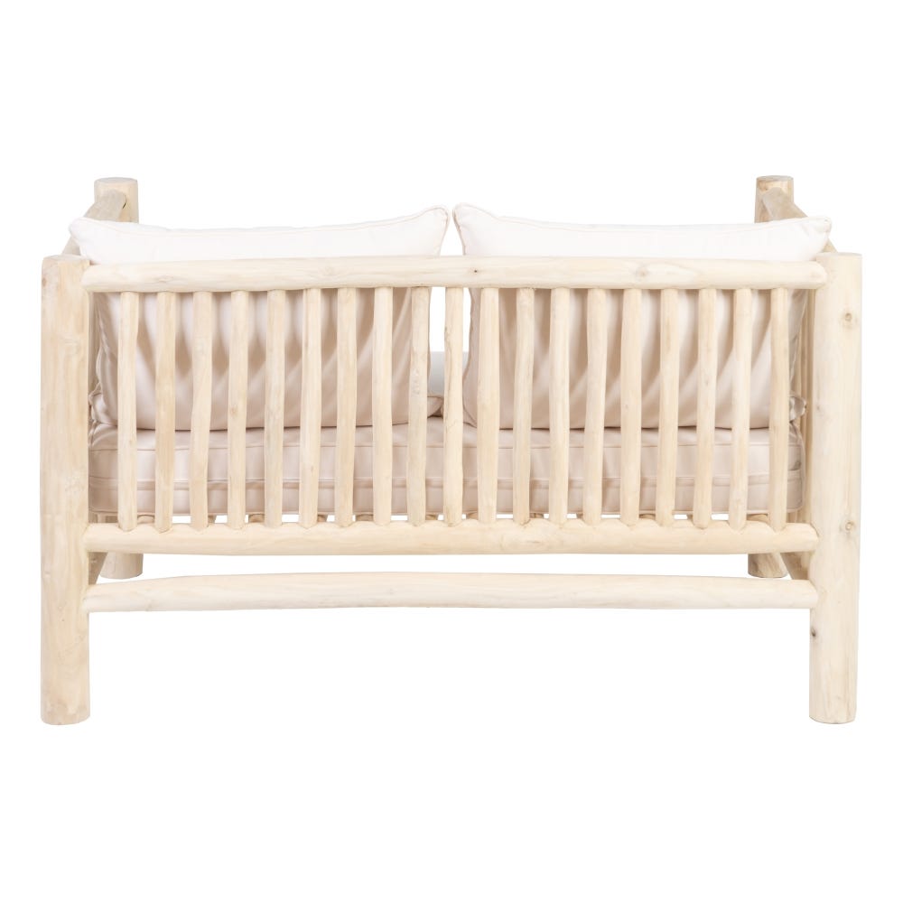 lolahome Sofá 2 plazas de troncos de madera de teca natural de 131x80x77 cm Envío gratis
