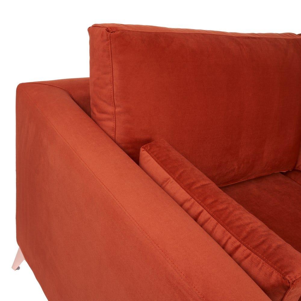 lolahome Sofá de 3 plazas antimanchas y desenfundable de antelina terracota de 200x98x97 cm COMPRAR AHORA
