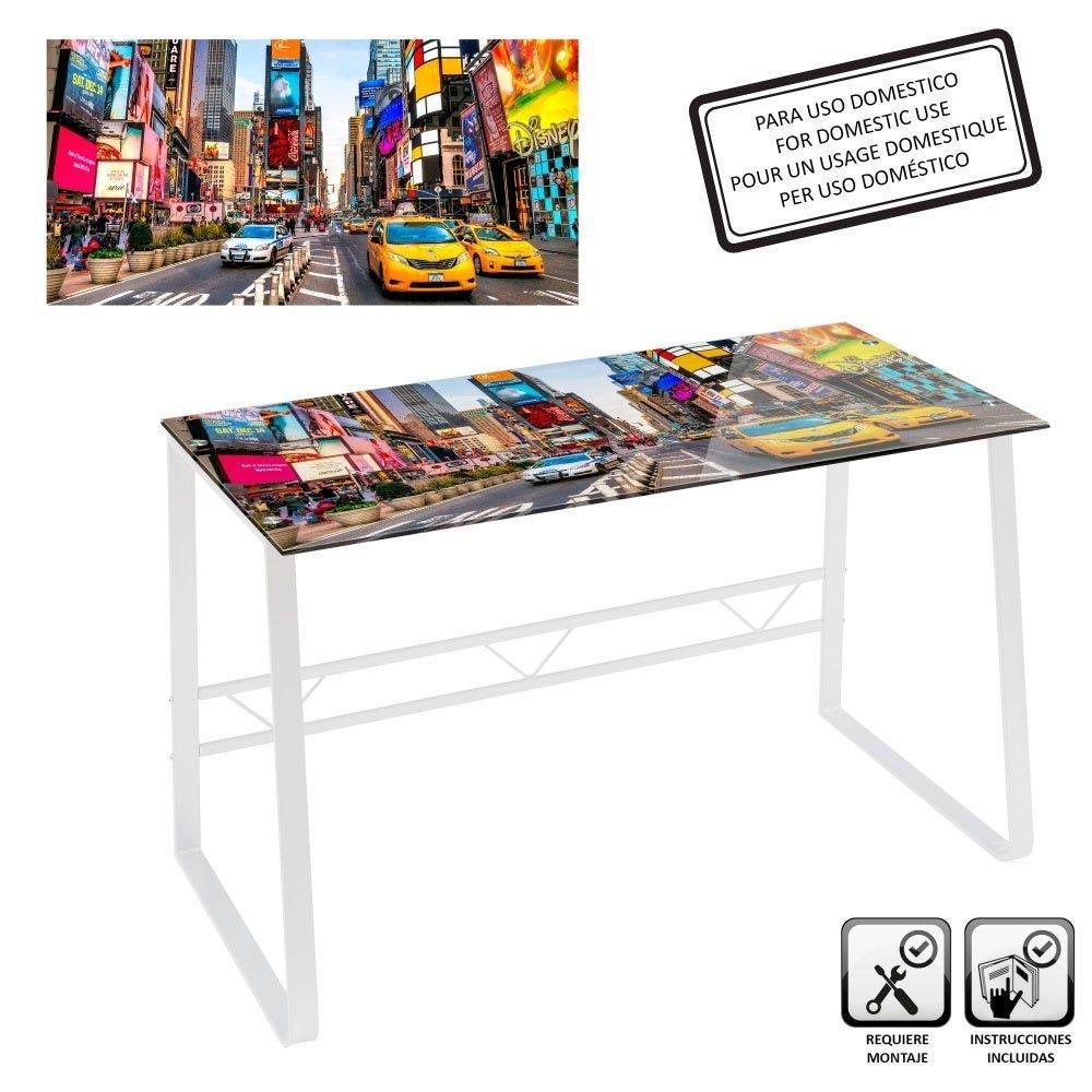 lolahome Escritorio blanco de cristal templado de 75x60x120 cm Grandes descuentos