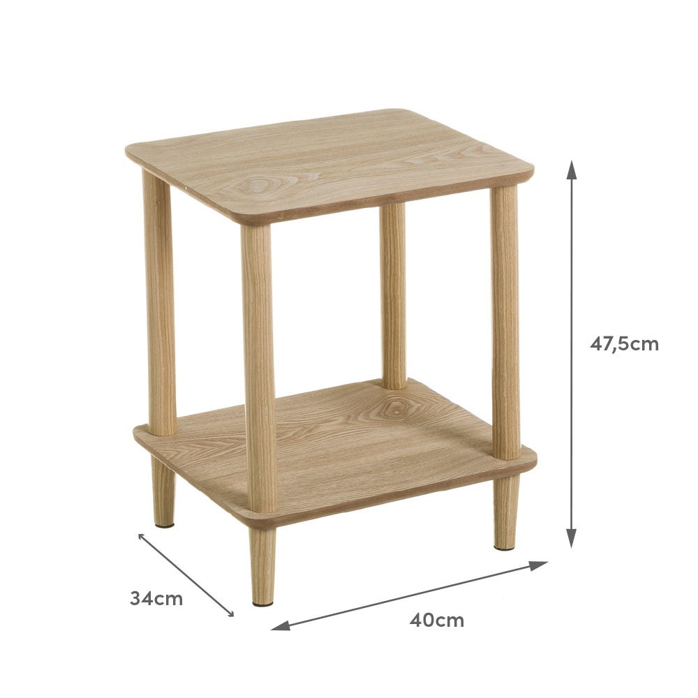 lolahome Mesa auxiliar de madera de pino beige de 47x34x40 cm Tienda de fábrica