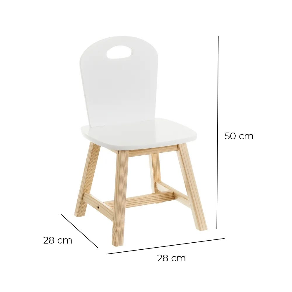 lolahome Set de 2 sillas infantiles blancas de madera de pino de 28x28x50 cm Grandes ahorros