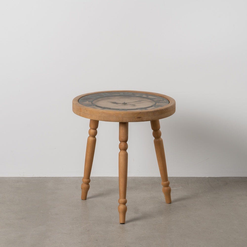 lolahome Mesa auxiliar redonda reloj de madera de abeto Tienda
