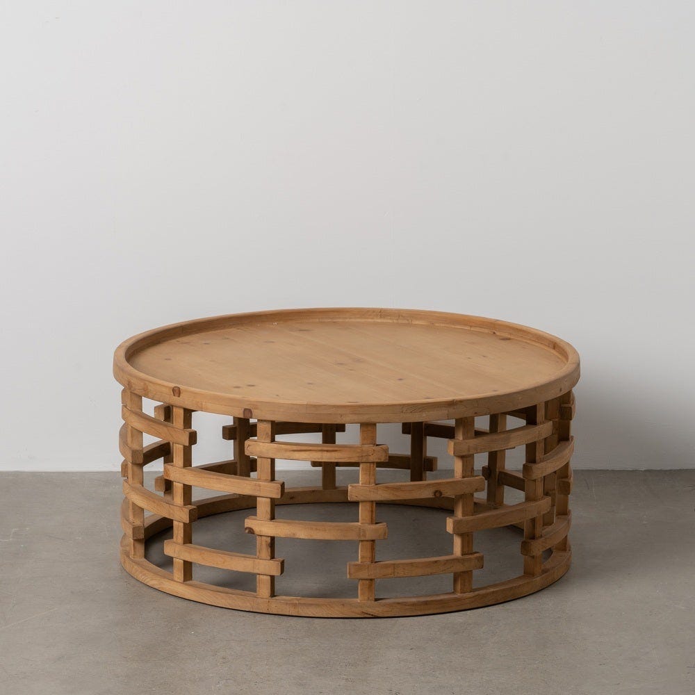 lolahome Mesa de centro redonda de madera de abeto Mejor oferta