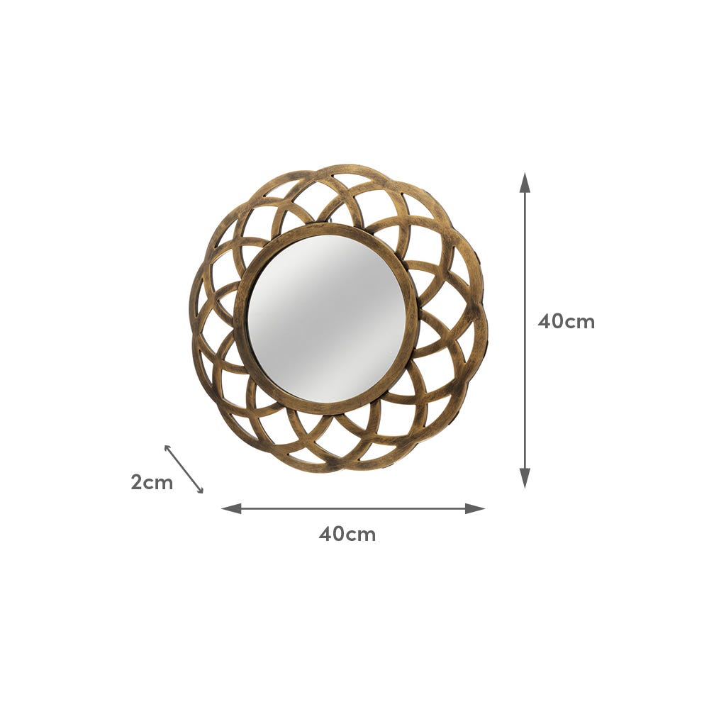 lolahome Espejo flor oro envejecido de cristal y plástico de Ø 40 cm Envío gratis