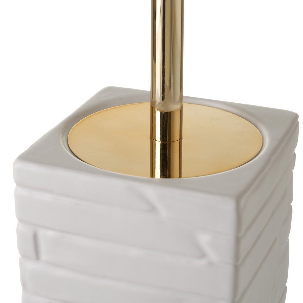 lolahome Escobillero con textura blanco y dorado de cerámica de 10x10x30 cm Oferta especial de fábrica