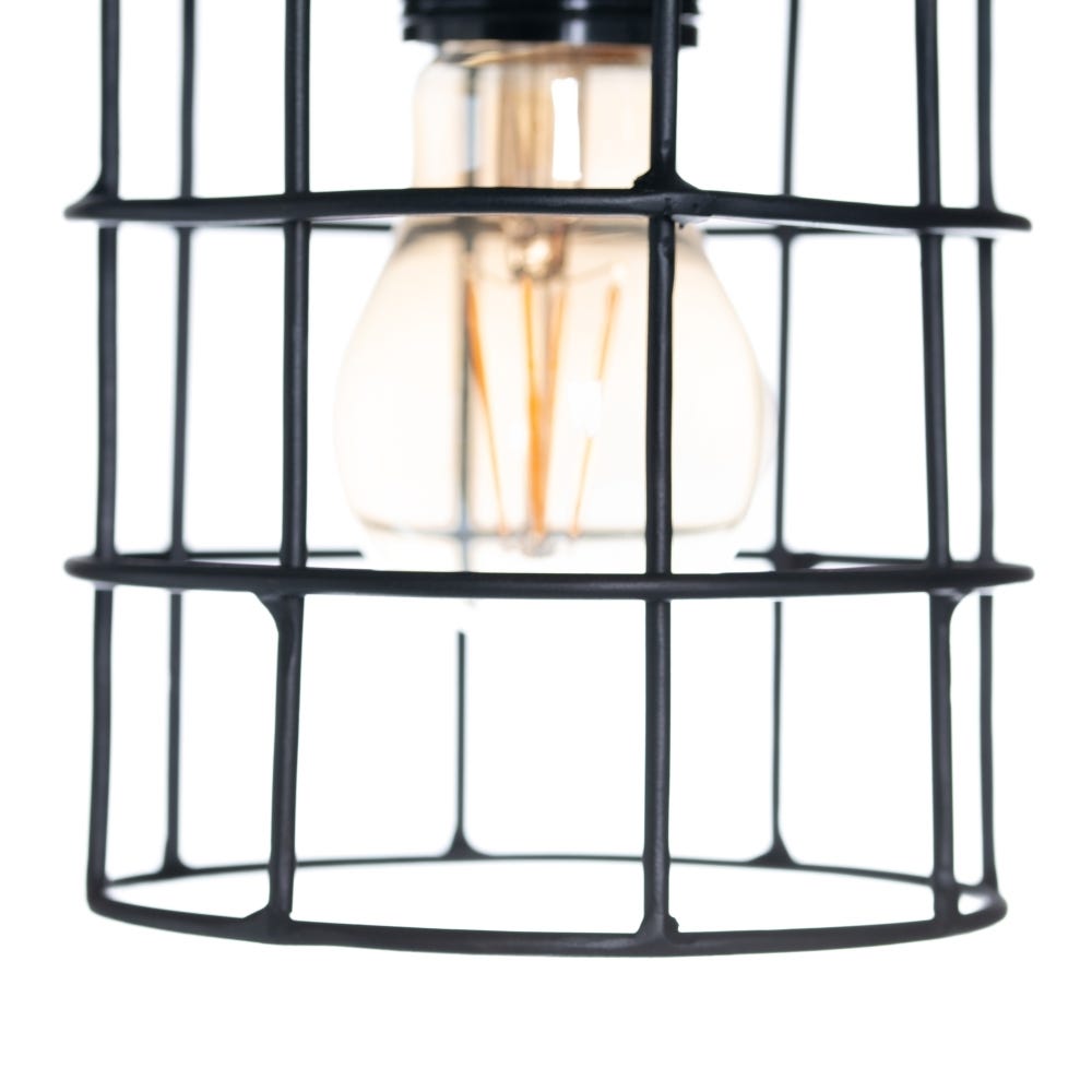 lolahome Lámpara de techo antorcha de madera y hierro negra y natural de Ø 12x27 cm Grandes descuentos