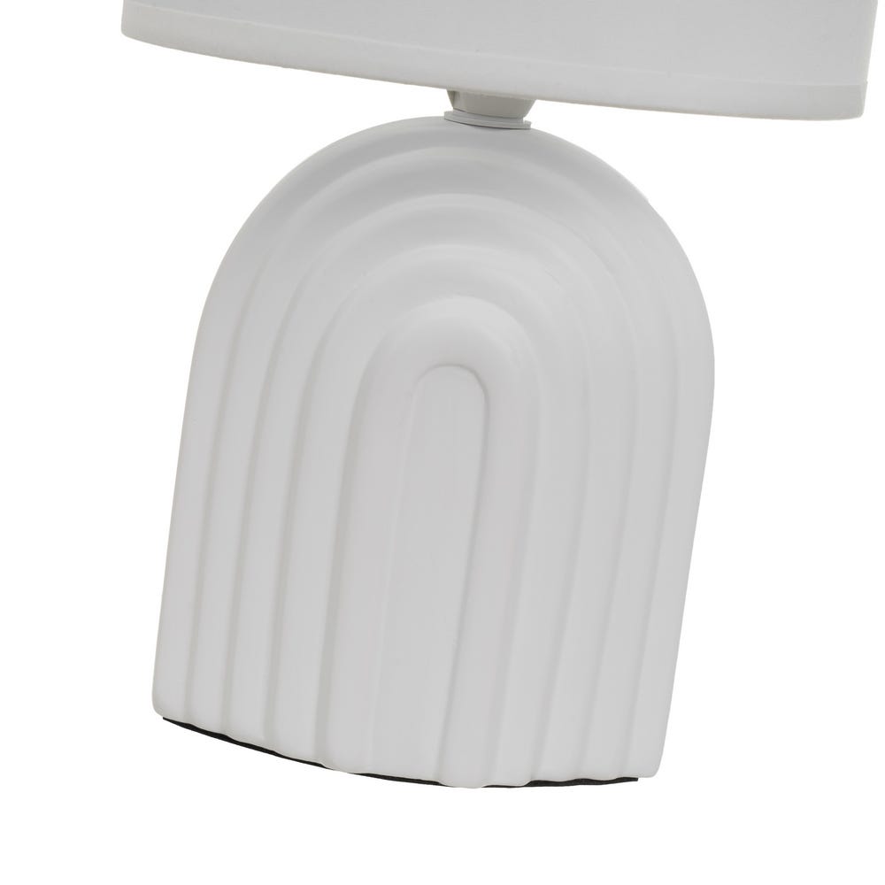 lolahome Lámpara de mesa arcos de cerámica blanca con pantalla de tela de Ø 18x32 cm Ahorra y exporta