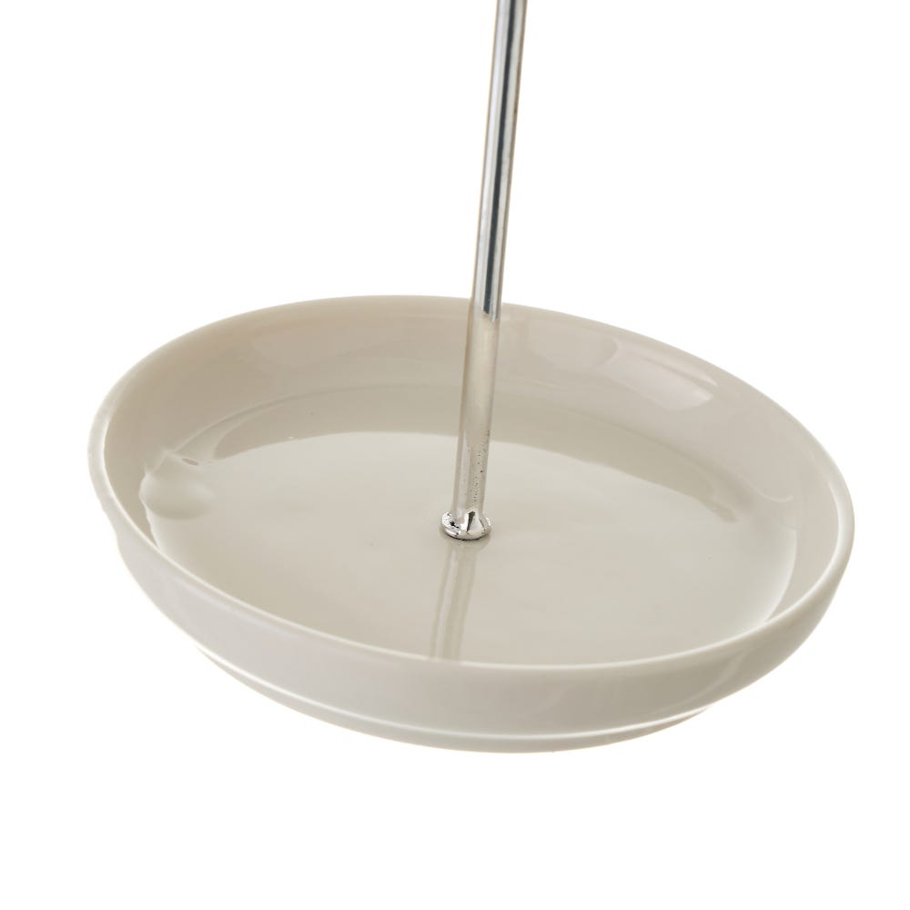 lolahome Joyero cuelga joyas de cara de metal y cerámica plateado de Ø 12x28 cm En oferta