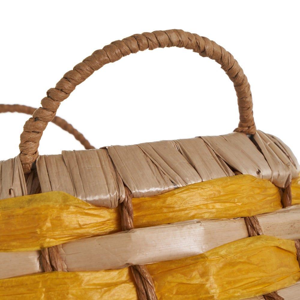 lolahome Set de 2 cestas de fibras naturales beige y natural trenzadas con asas Descuento por venta flash