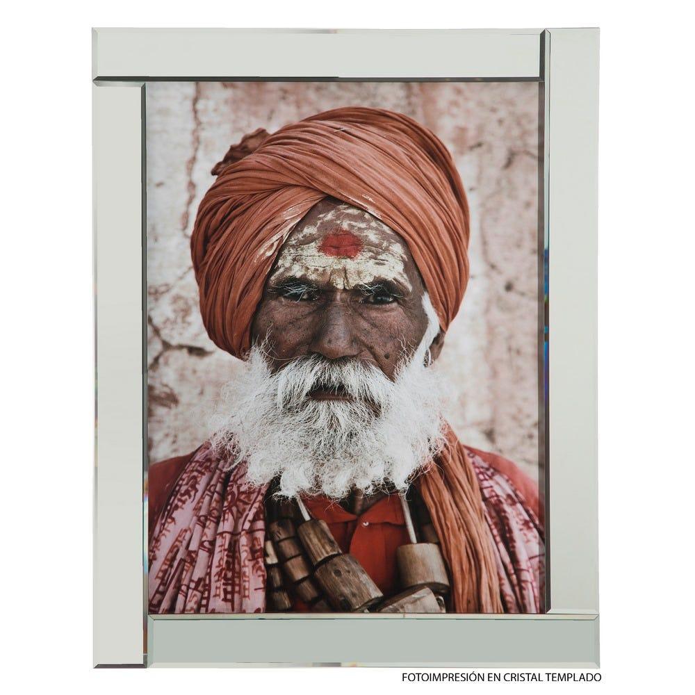 lolahome Cuadro rostro fotoimpreso sobre cristal templado multicolor de 75x95 cm Ofertas especiales