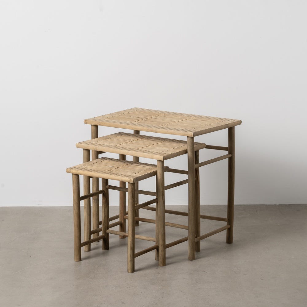 lolahome Set de 3 Mesa auxiliares talladas