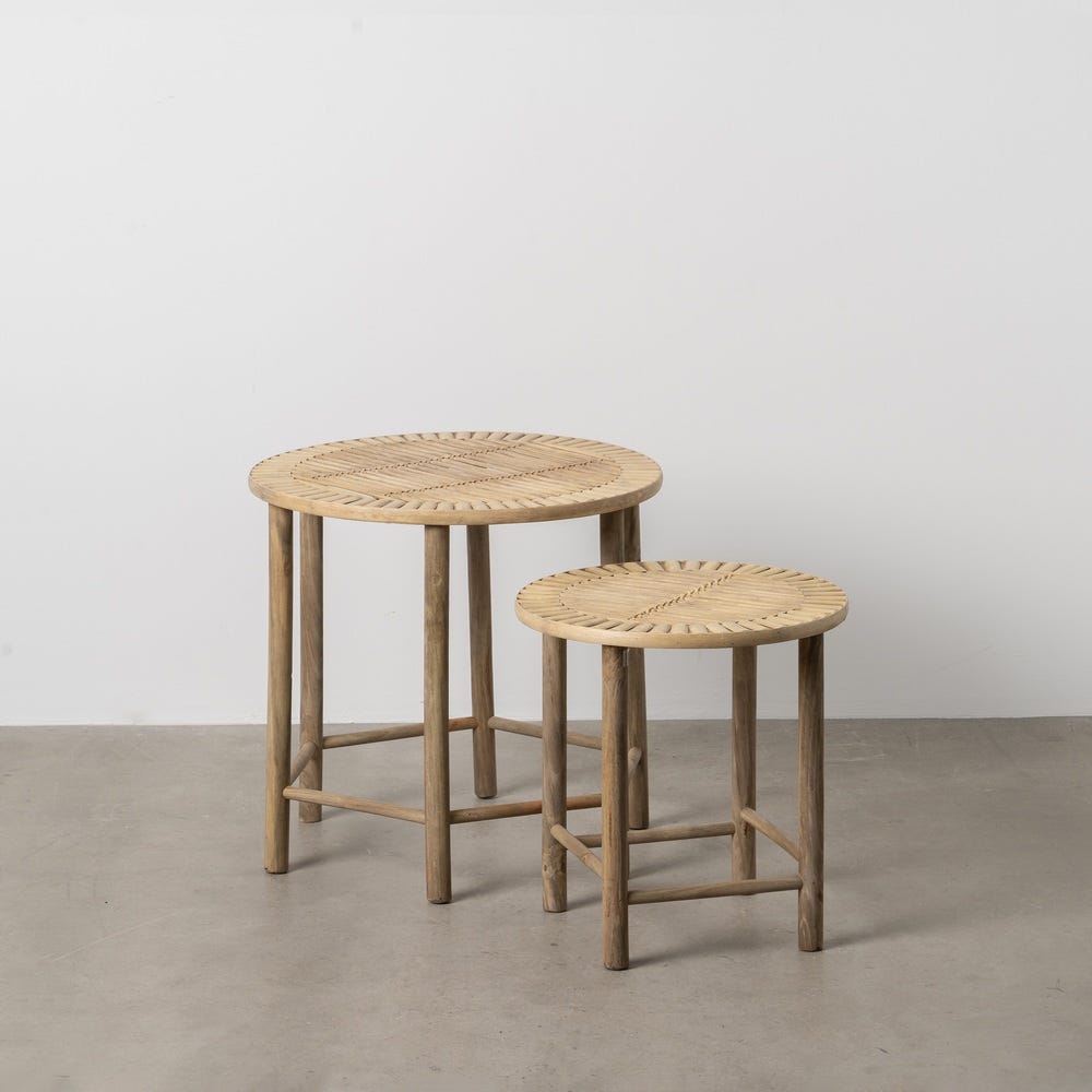lolahome Set de 2 Mesa auxiliares talladas