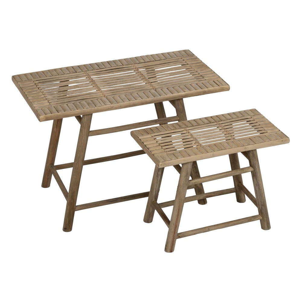 lolahome Set de 2 Mesa auxiliares talladas