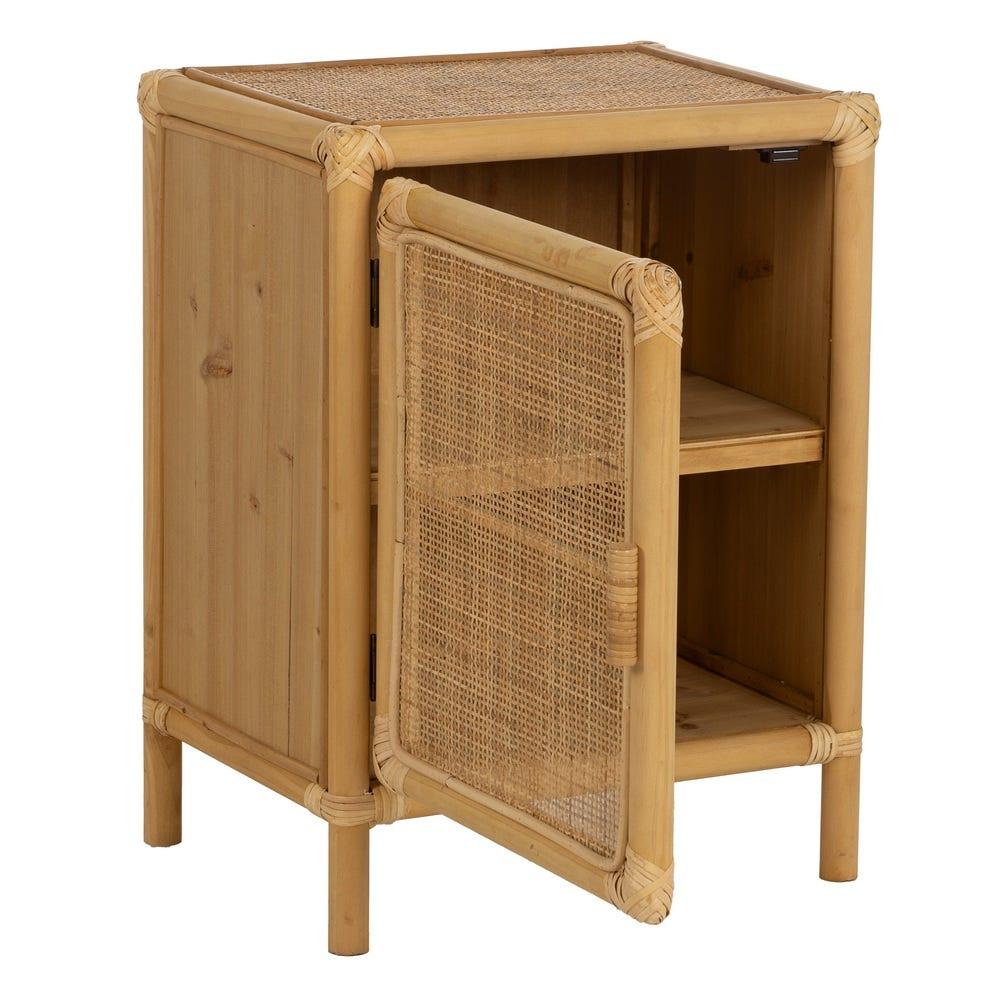 lolahome Mesita de noche con rejilla de ratán natural Outlet online