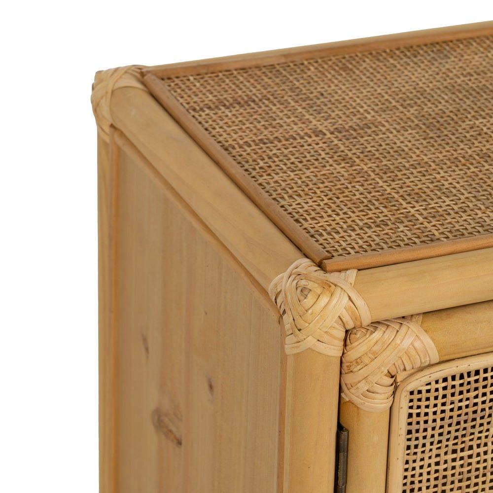 lolahome Mesita de noche con rejilla de ratán natural Outlet online