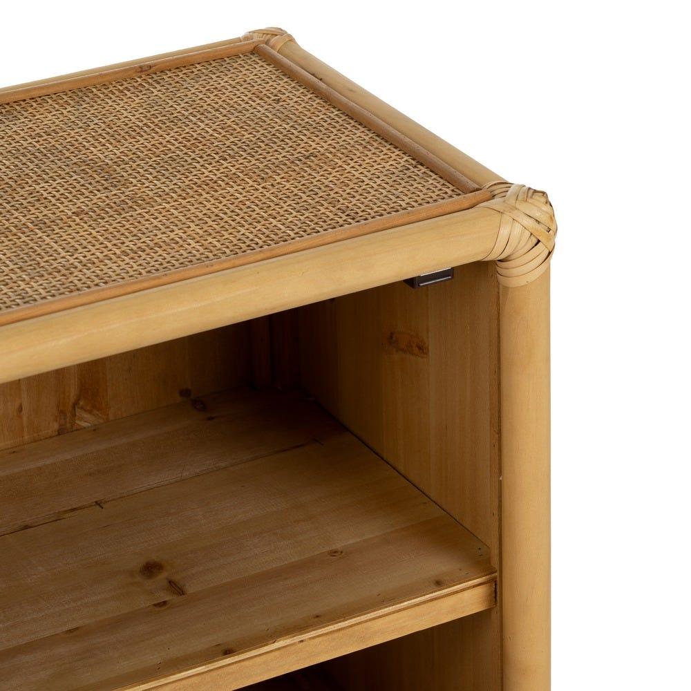lolahome Mesita de noche con rejilla de ratán natural Outlet online