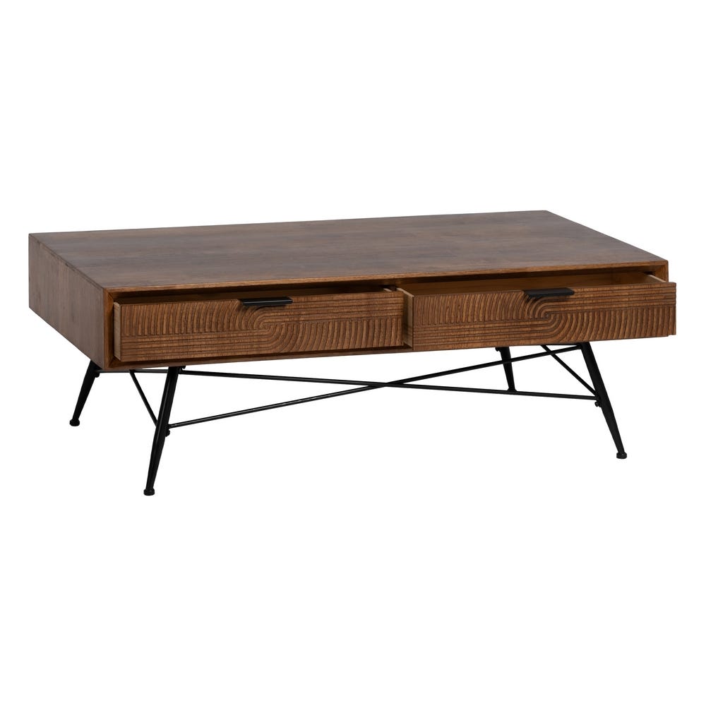 lolahome Mesa de centro tallada con cajones Gran oferta