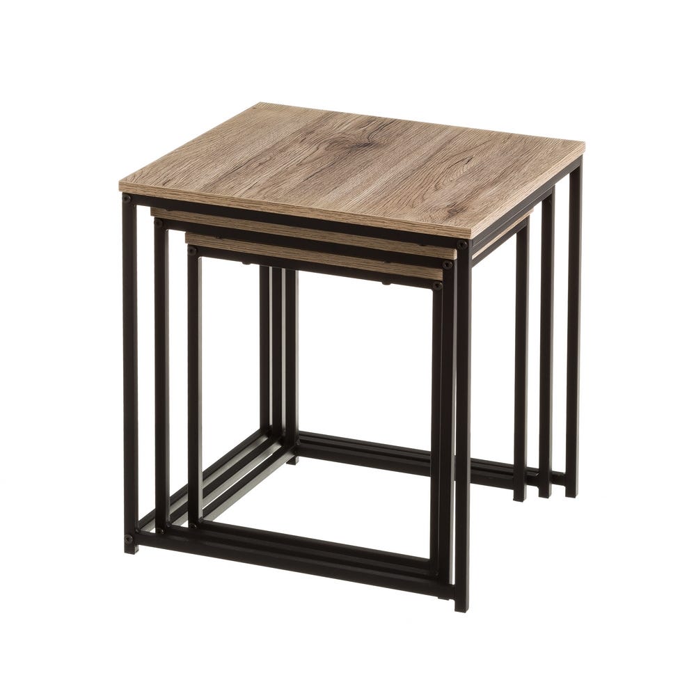 lolahome Set de 3 Mesa auxiliares nido Urban de madera y metal Envío gratis
