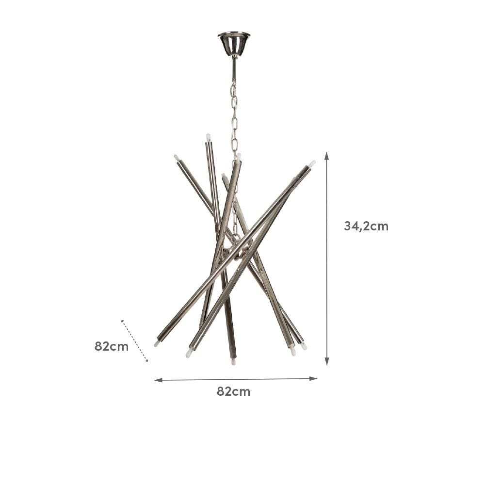 lolahome Lámpara de techo plateada de 6 brazos dobles de metal de Ø 82x34 cm Promoción por tiempo limitado
