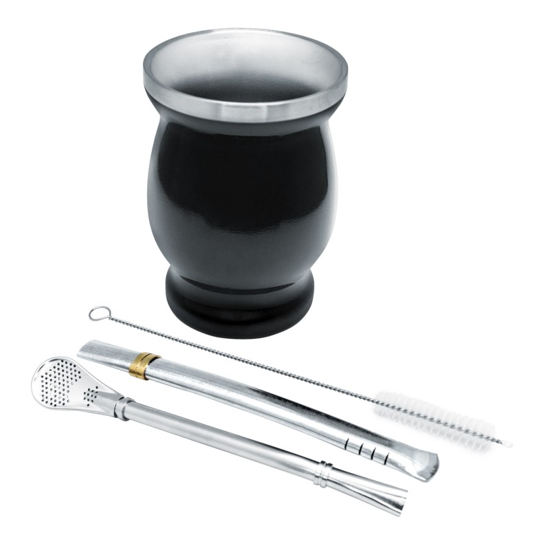nerthus kitchenware Kit de Mate con Vaso de Doble Pared de Acero Inoxidable de 250 ml