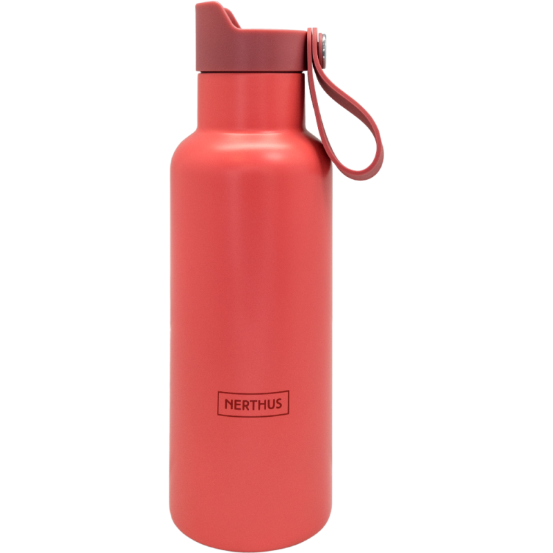 nerthus kitchenware Botella Doble Pared Sport Tapón Click 500 ml Coral