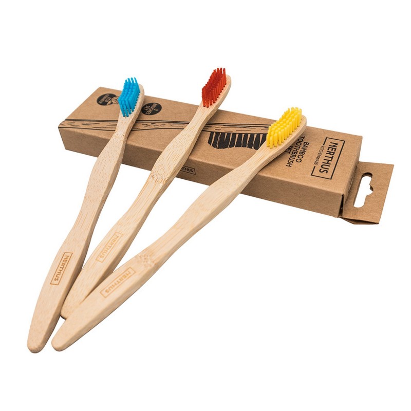 nerthus kitchenware Set 3 Cepillos Dentales de Bambú
