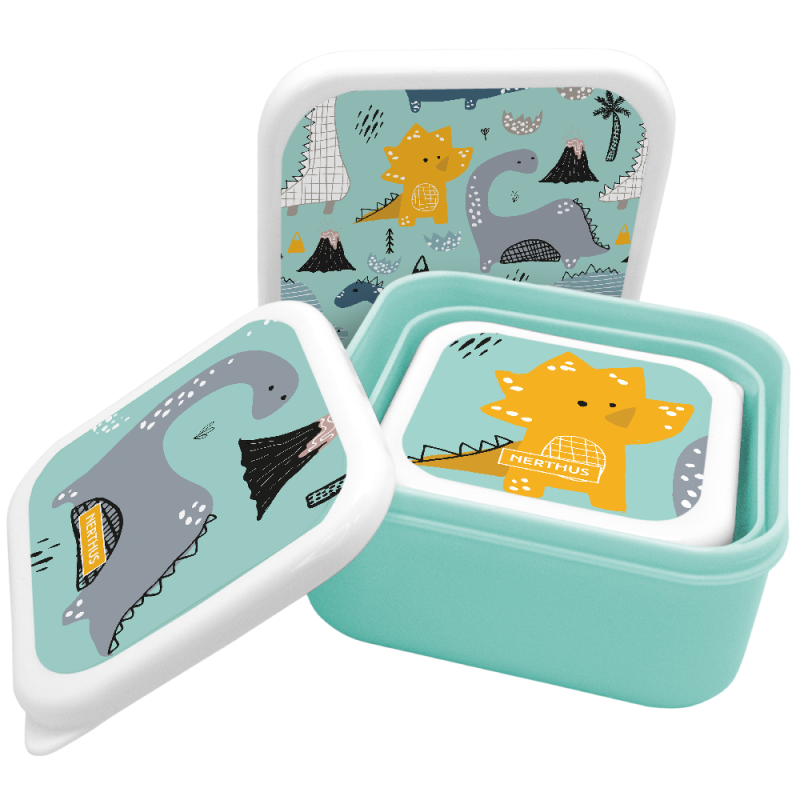 nerthus kitchenware Fiambreras Apilables para Niños Dinosaurios 2025