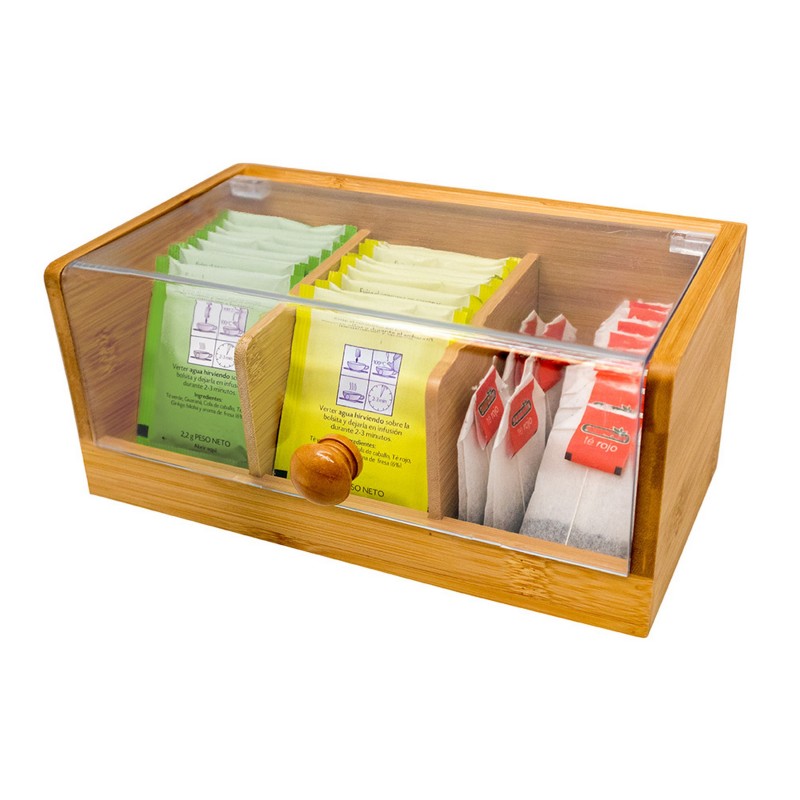 nerthus kitchenware Caja organizadora de bolsitas de Té 3 departamentos