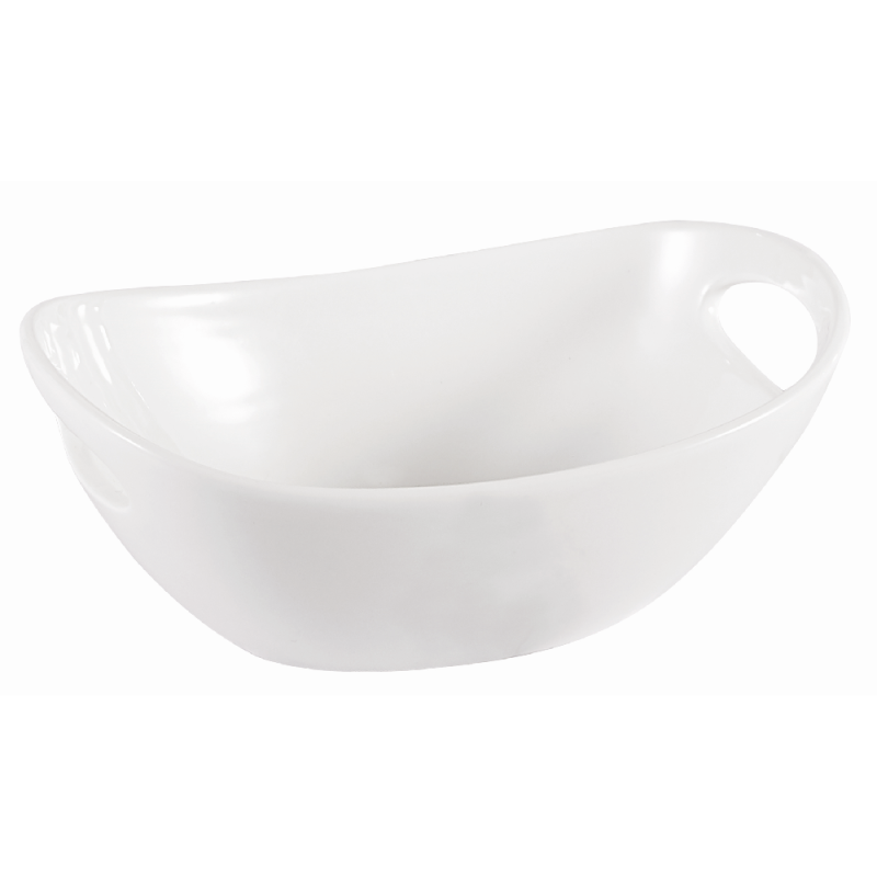 nerthus kitchenware Bol Ovalado de Porcelana con Asas para Snacks Blanco Superdescuento