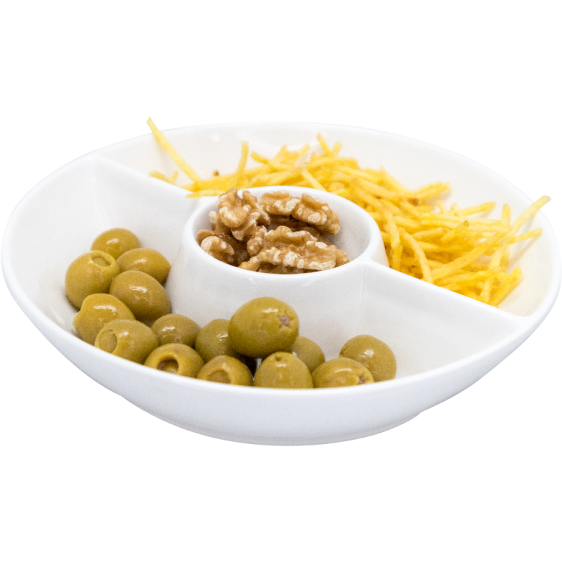 nerthus kitchenware Plato Redondo Triple de Porcelana para Snacks Blanco Grandes descuentos