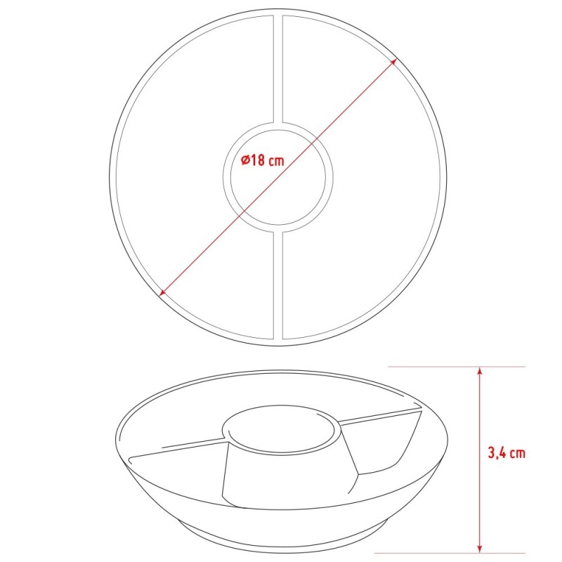 nerthus kitchenware Plato Redondo Triple de Porcelana para Snacks Blanco Grandes descuentos