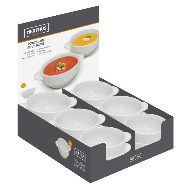 nerthus kitchenware Cuenco de porcelana para sopa con asas En línea